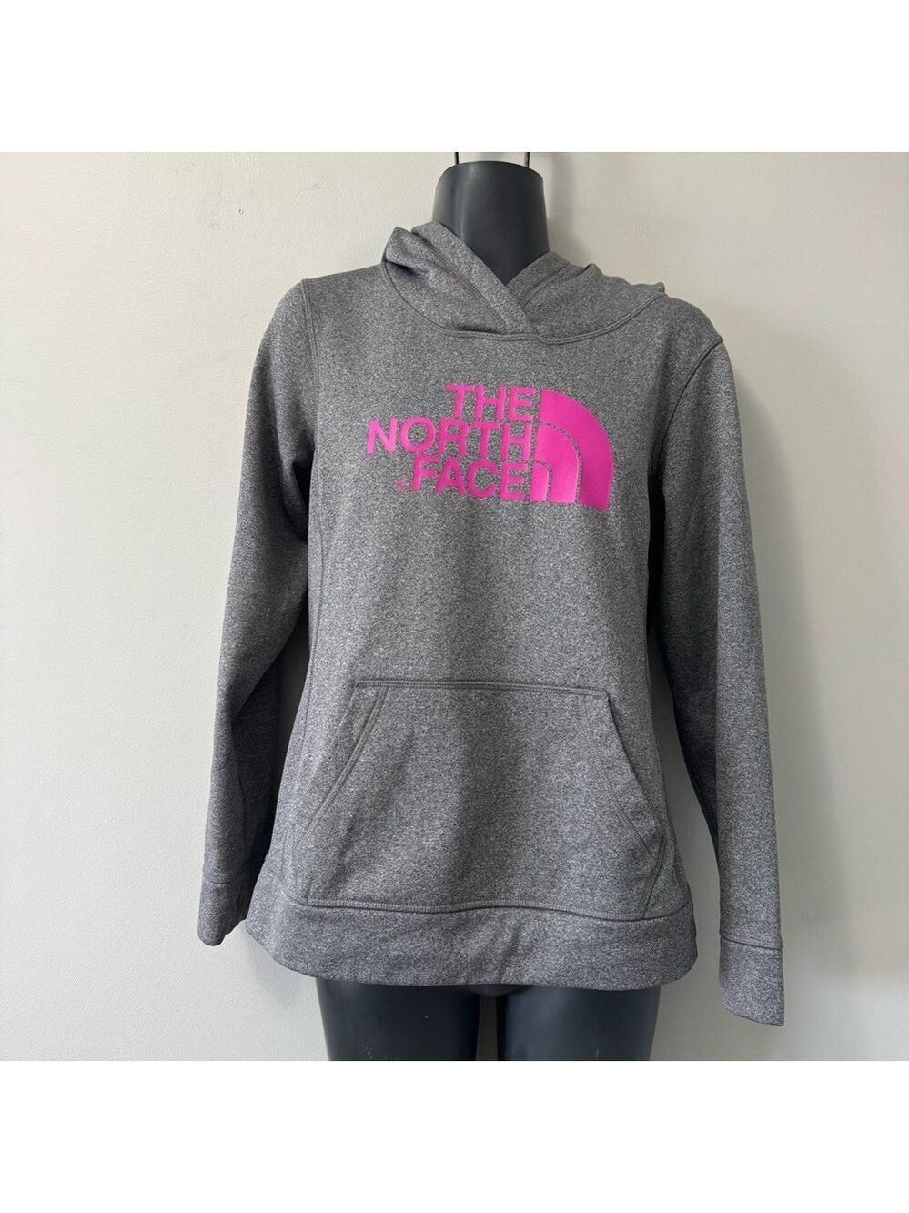 The North Face Gray and Pink Women's Hooded Sweater Small